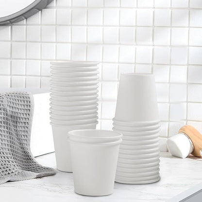 Clawsoff 100 Pack 3 oz White Paper Cups Disposable Small Mouthwash Cups | Mini - Image 3