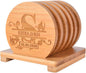 Personalized Bamboo Coasters, Custom Engraved Monogram Coasters with Holder, Great Gifts for Relatives, Friends or Yourself (Set of 6)