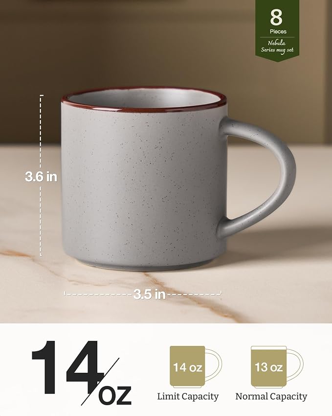 famiware Coffee Mugs Set of 8, Nebula 14oz Coffee Mugs Ceramic Cup Set | - Image 4