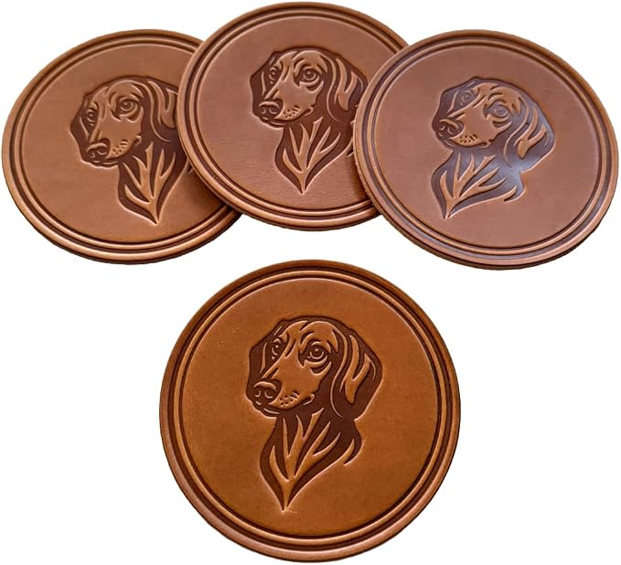 Dog Breed Leather Coasters – Premium Full Grain Table Protectors by Handmade