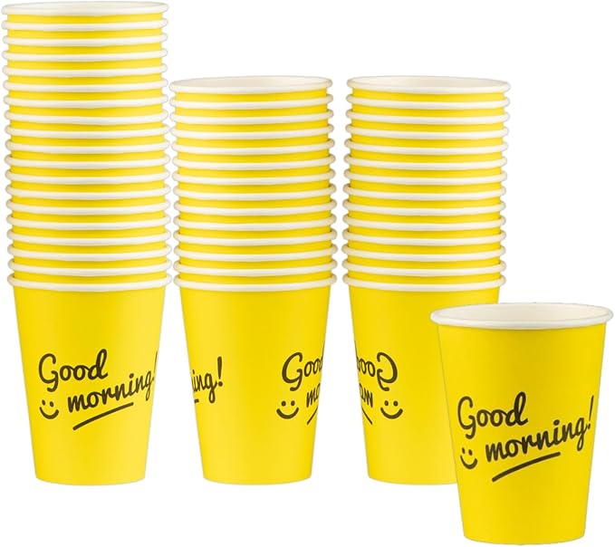 Disposable Coffee Cups, To Go Paper Hot Cups, Good Morning Design by SMYGOODS