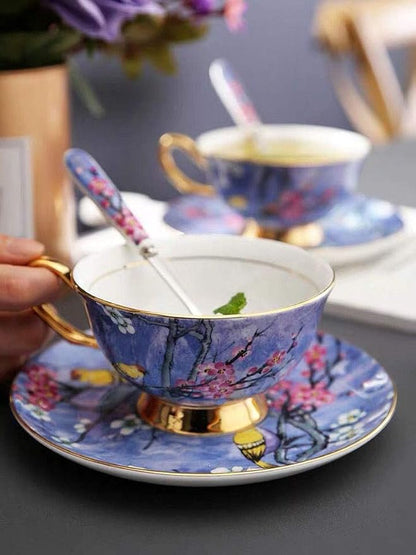 Bone China Cup& Saucer Set, 6.8oz- Birds& Trees - Image 4