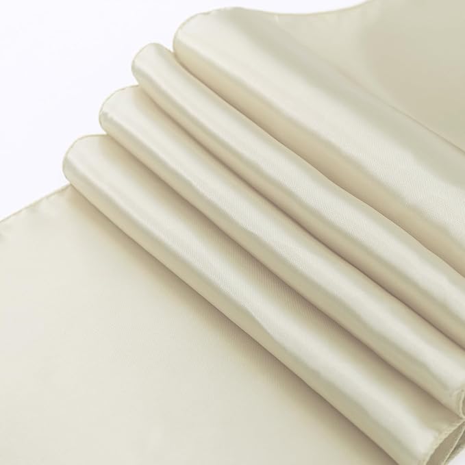 Satin Ivory Table Runner 12 x 108 Inches Pack of 10 Long Table Runner - Image 5