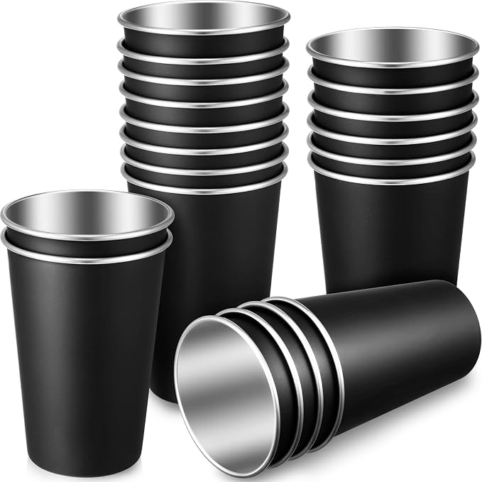 Mimorou 20 Pack 16 oz Stainless Steel Pint Cups Metal Cups Unbreakable Drinking by Mimorou