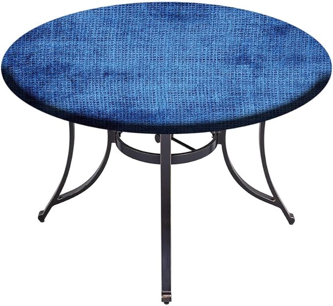 Small Round Tablecloth, Navy Blue Deco Washable Polyester Table Cloth for, Faded Burlap Texture Old Fashioned Grunge, Fit Round Tables 44inch Diameter, for Xmas/Parties/Home, Royal Blue