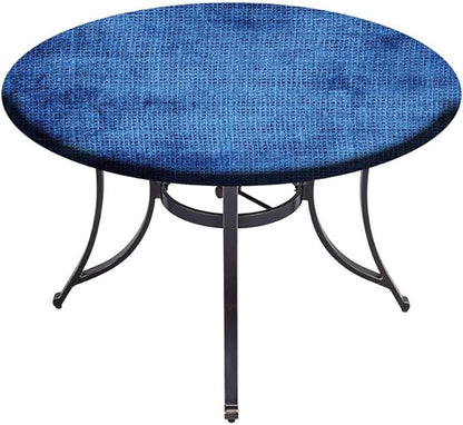 Small Round Tablecloth, Navy Blue Deco Washable Polyester Table Cloth for, Faded Burlap Texture Old Fashioned Grunge, Fit Round Tables 44inch Diameter, for Xmas/Parties/Home, Royal Blue