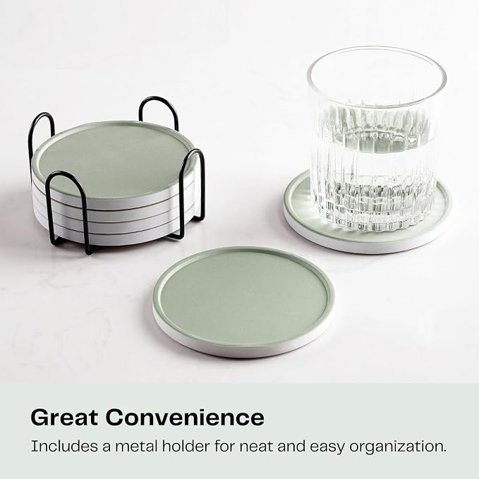 Set of 6 Sage Green Coasters - Image 5