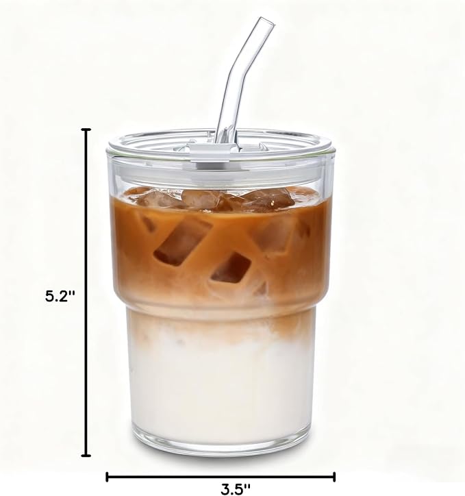 13oz Iced Coffee Cup, Reusable Glass Tumbler - Image 6