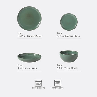 Gibson Elite Beckett Stoneware Matte Reactive Glaze 16 Piece Plates and Bowls - Image 2