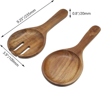 Wooden Salad Tongs Wood Salad Servers Serving Spoons - Image 2