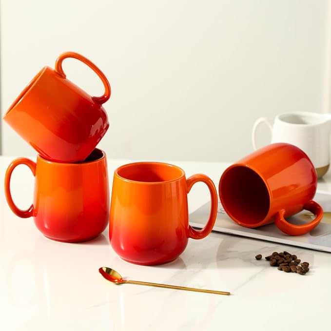 HASENSE Set of 4 Ombre Coffee Mugs, 15oz Large Ceramic Cups – Dishwasher & - Image 6