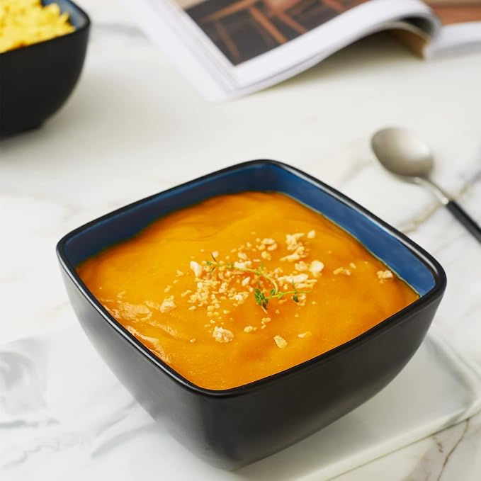 AmorArc 32oz Square Cereal Soup Bowls Set, Stoneware Bowls Set of 4 - Image 4