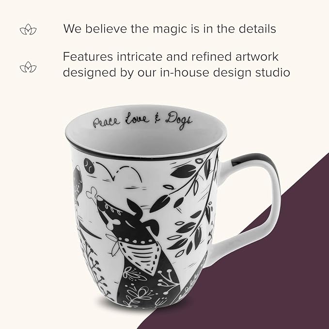 Karma Gifts 14 oz Black and White Boho Mug Raven - Image 4