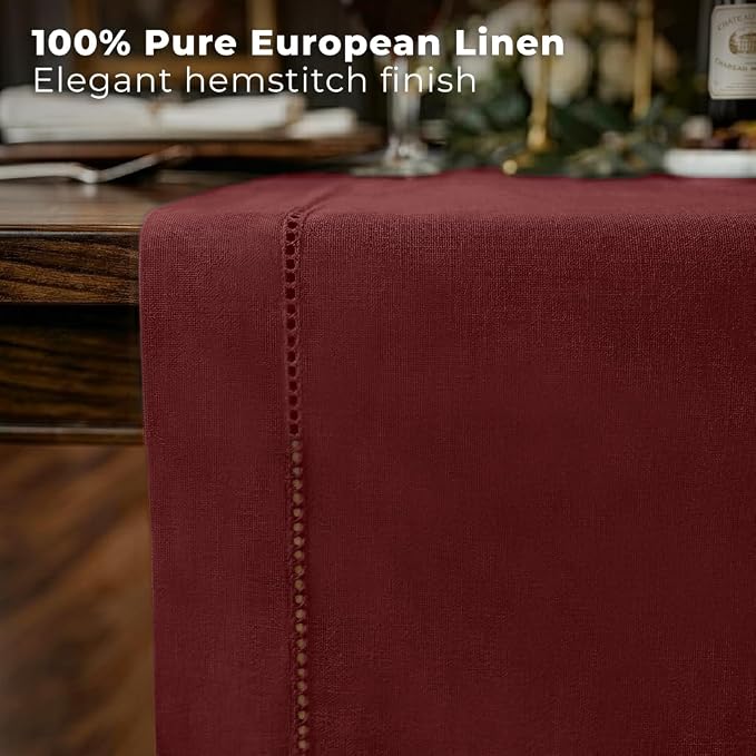 Signature Linen™ by D'Moksha Red Garnet Table Runner 72 Inches Long, 100% Pure - Image 2
