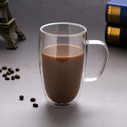 Gmark Large Coffee Mugs Set of 2, Double Wall Tumbler Glass Cup, Insulated - Image 2