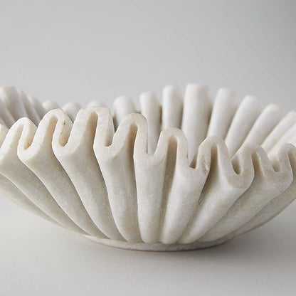 Marble Bowl Fruit Bowl, Stone Bowl Decorative Bowl Decorative Trays Marble Fruit Bowl Marble Ruffle Bowl Marble Floral Bowl Home Decor Gifts (7 inch)