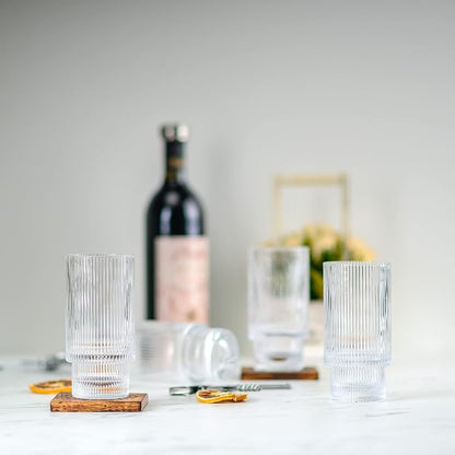 Greenline Goods Ripple Drinking Glasses - 12 oz Modern Kitchen Glassware Set - Image 9