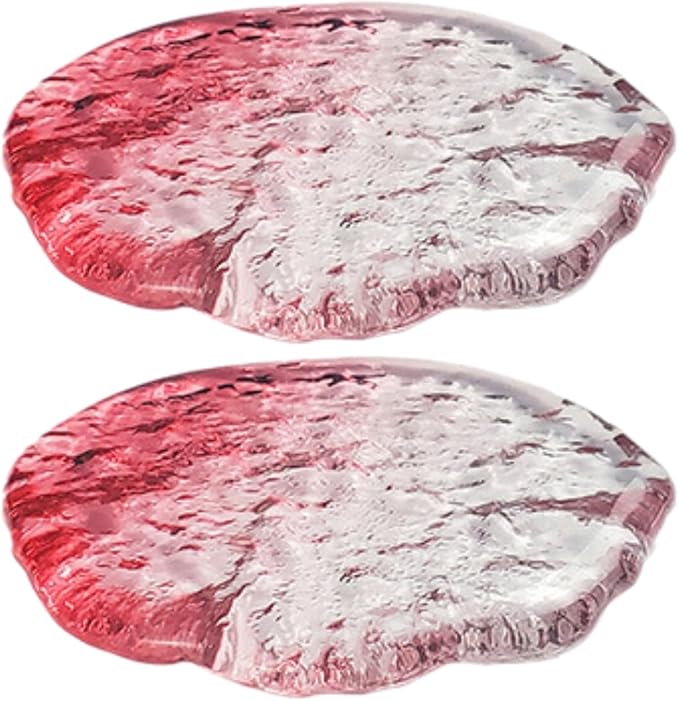 Lead-Free Crystal Glass Round Coasters, Gradient Pink Design, Thickened and by Boxonly