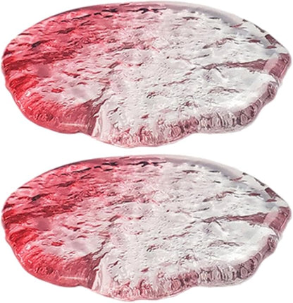 Lead-Free Crystal Glass Round Coasters, Gradient Pink Design, Thickened and by Boxonly