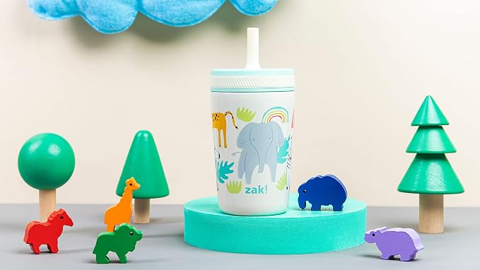 Zak Designs Safari Kelso 12oz Stainless Steel Leak-Proof Toddler Straw Cup - Image 11