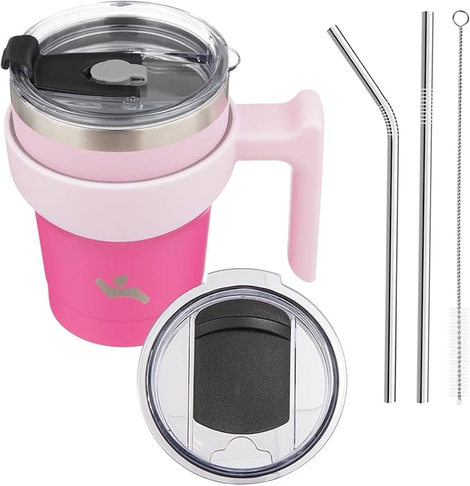 Konokyo 10 oz Tumbler with Handle and Straw, Insulated Travel Mug | Cherry; by Konokyo
