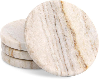 Natural Marble Coasters Set of 4, 4 inch Round, Viva Jade | Stone Coasters - Image 2