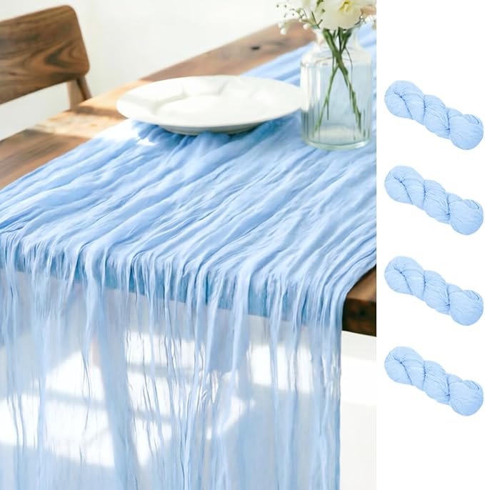 Baby Blue Cheesecloth Table Runner 160 Inches 10 Pack Gauze Table Runner | by LINXTAR