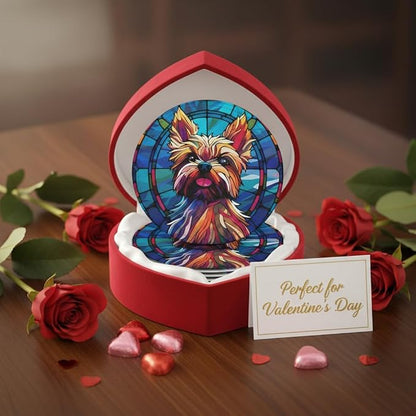 Yorkie Stained Dog Breed Glass Art Leather Drinks Coasters - Image 7