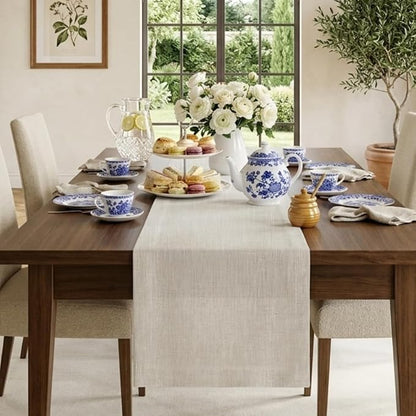 Classic Linen™ by D'Moksha Light Natural Table Runner 120 Inches Long, 100% by DMokshaHomes