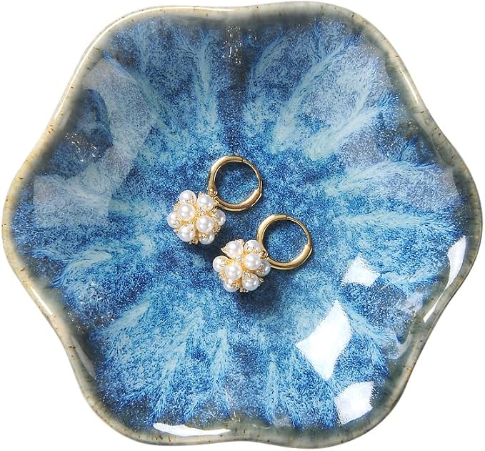 2PCS Lotus Leaf Shape Ring Holder Dish, Small Key Bowl, Ceramic Trinket Tray - Image 5