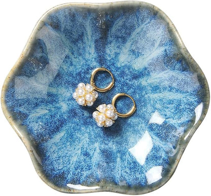 2PCS Lotus Leaf Shape Ring Holder Dish, Small Key Bowl, Ceramic Trinket Tray - Image 5