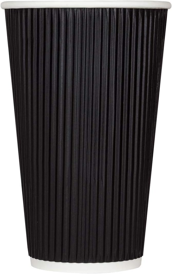 Karat 16oz Ripple Insulated Coffee Hot Cups Black Double Poly Lined Paper Hot - Image 4