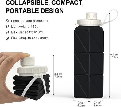 BEAUTAIL Collapsible Water Bottles 21oz/610mL, Silicone Travel Water Bottle | - Image 3