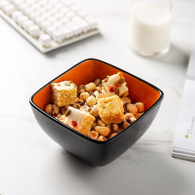 AmorArc 32oz Square Cereal Soup Bowls, Stoneware Bowls Set of 4 - Image 6