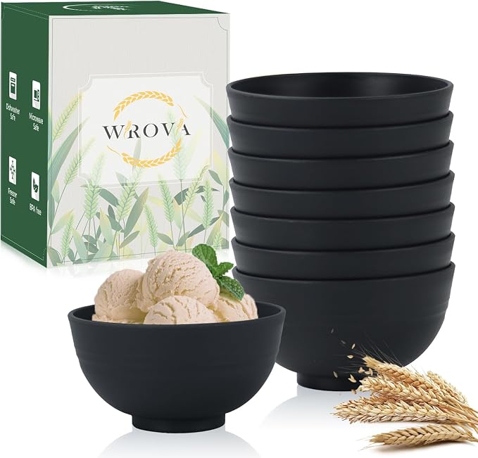 wheat straw snack bowls 10oz set of 8 by WROVA