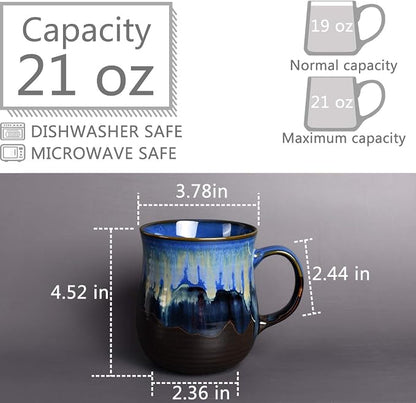 Bosmarlin Large Ceramic Coffee Mug, 21 Oz, Dishwasher and Microwave Safe - Image 2