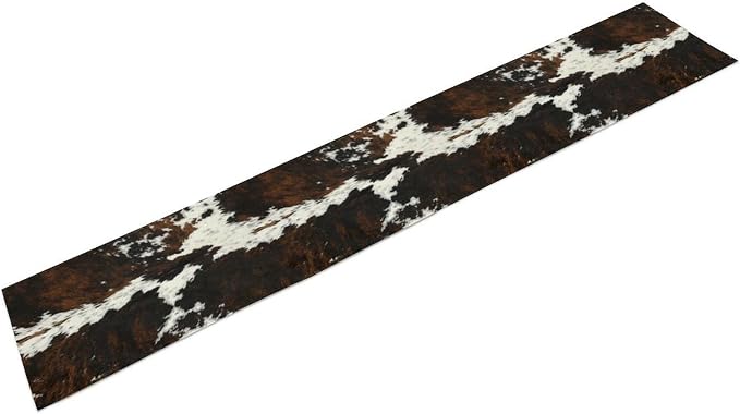 Vintage Cow Print Table Runner, Rustic Cottage Country Farm Animal Fur Skin - Image 5