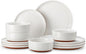 MALACASA Plates and Bowls Sets, 12 Pieces Modern Stoneware Dinnerware Set for 4 Kitchen Dinner Set Ceramic Dishware Dishes Set Microwave and Dishwasher Safe, White, Series TARA