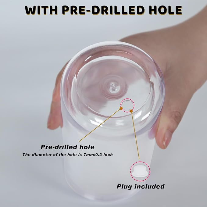 20 Oz Plastic Snowglobe Tumbler, 8 Pack Pre-Drilled Double Wall Acrylic Snow - Image 4