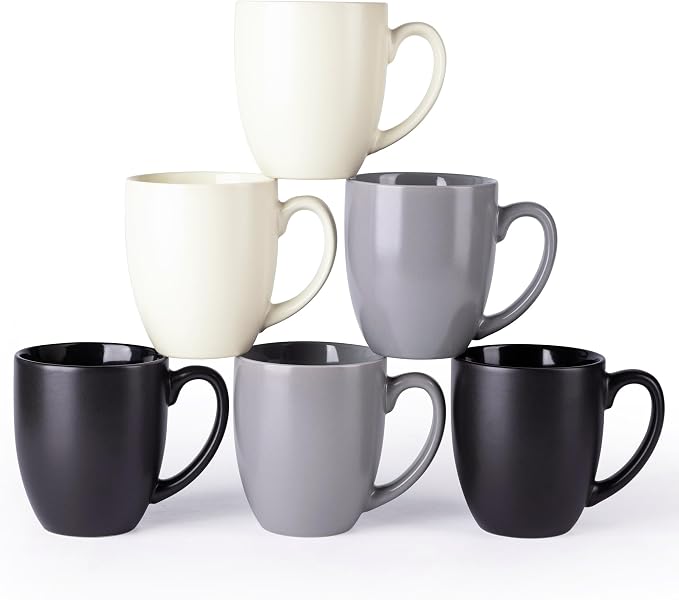 AmorArc 16 oz Coffee Mugs Set of 6, Large Ceramic Coffee Cups Set | Classic by AmorArc
