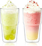 INSETLAN 16oz Double Wall Glass Cups Set of 2 – Borosilicate Glass Tumblers by INSETLAN