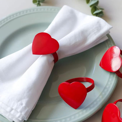 wonlex Valentine’s Day Napkin Rings Set of 6, Dinner Party, Serviette - Image 5