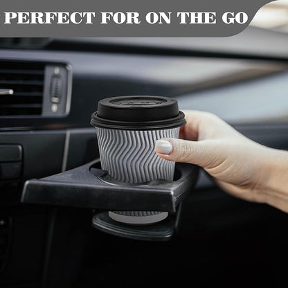 Ginkgo 100 Pack To Go Paper Coffee Cups With Lids, 8 oz Disposable Double-Walled Ripple Insulated Hot Cups for Hot Drinks, Lattes, Travel Cups, Small, Gray
