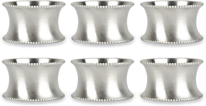 DII Decorative Assorted Silver Napkin Ring Set, One Size, Beaded Silver by DII
