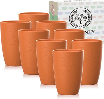Homienly 8-Pack Plastic Cups Alternative, Reusable Drinking Cup Set 12 OZ by HOMIENLY