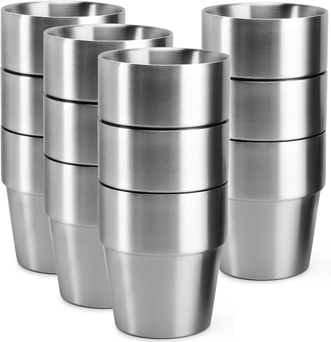 Beasea Stainless Steel Cups 10 oz, 12 Pack Small Stackable Insulated Bulk by Beasea
