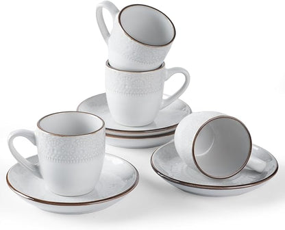 famiware 3oz Espresso Cups and Saucers, Stoneware Demitasse Cup by Famiware
