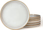 famiware Star Salad Plates for 6, 8 inches Plate Set, Stoneware Dinnerware, Small Dinner Plates for Dessert, Salad, Appetizer, Cappuccino White