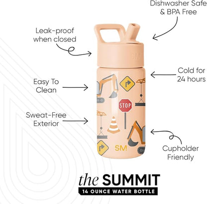 Simple Modern Kids Water Bottle & Toddler Cup | 14oz | Construction | Insulated - Image 2