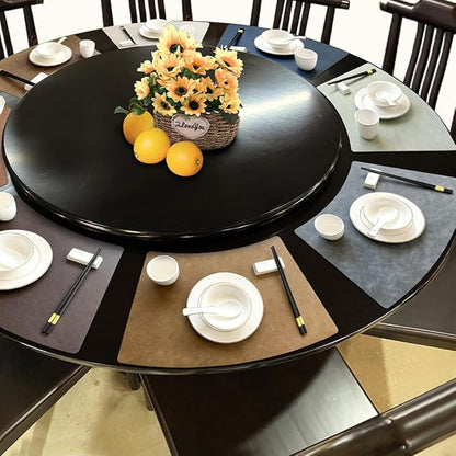 Leather Round Table Washable Placemats, Thick Faux Leather Heat Resistant Wedge Table Placemat, Waterproof Non-Slip Easy to Clean Place mat for Kitchen Coffee Dining Room Table Set of 9